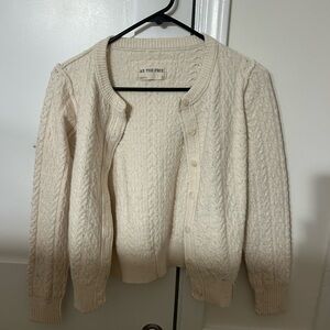 We The Free Ivory Cable Knit Cardigan